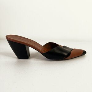 Walter Steiger Brown & Black Leather Block Heel Pointed Toe Sandals